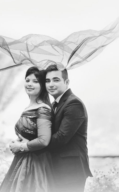 A couple celebrating their wedding