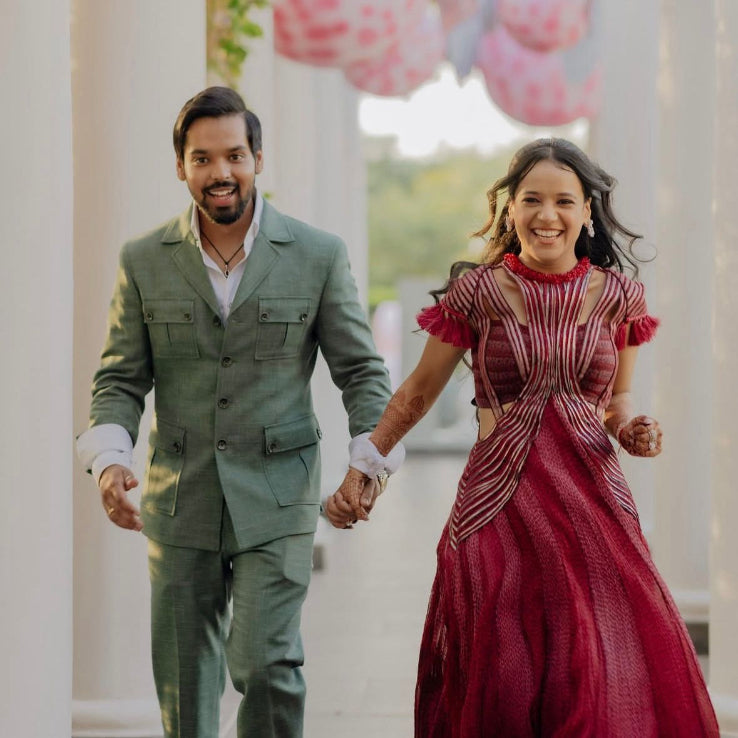 A joyful couple at their wedding celebration