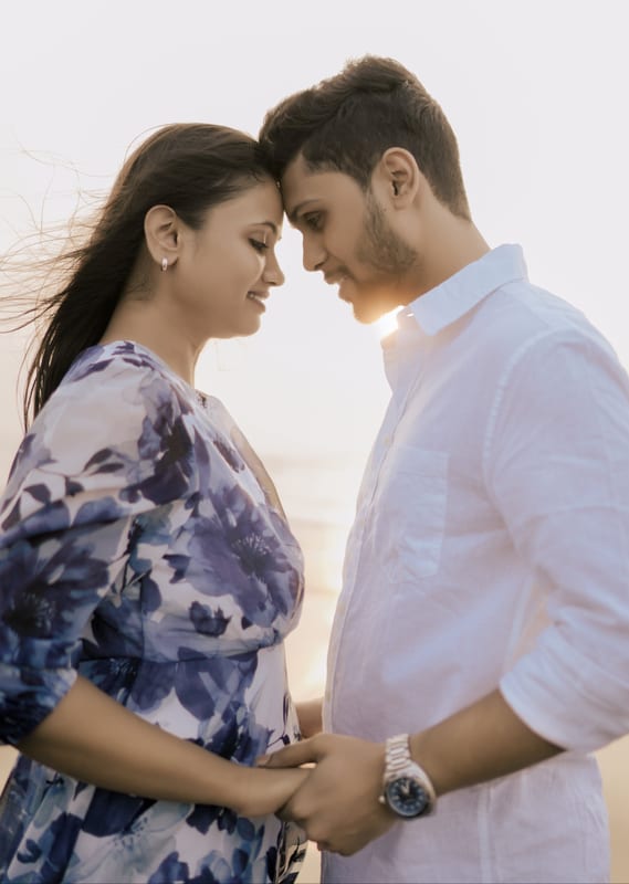 A couple who found each other through Evara, together at golden hour
